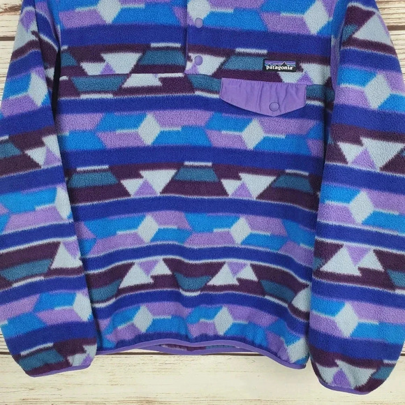Patagonia Synchilla Womens Small Purple Guatemalan Tango Aztec Snap-T Pullover - Picture 4 of 10